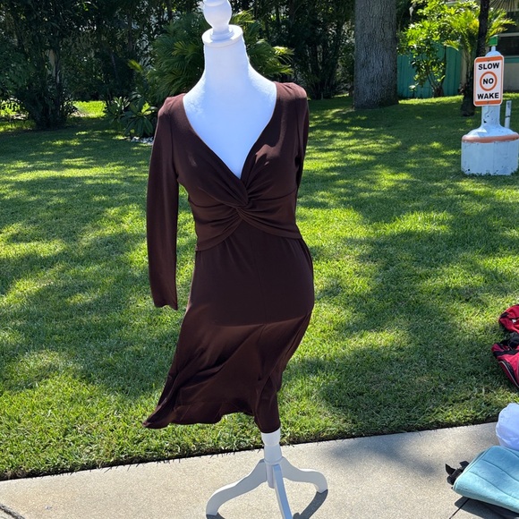 Jones New York Deep Brown Long Sleeve Dress - Picture 1 of 3